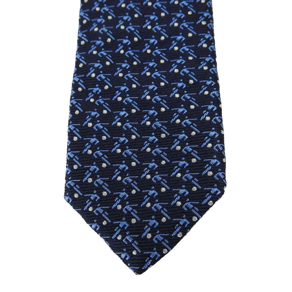 (Good) Necktie Pre-Owned Navy Blue Silk BVLGARI Men's