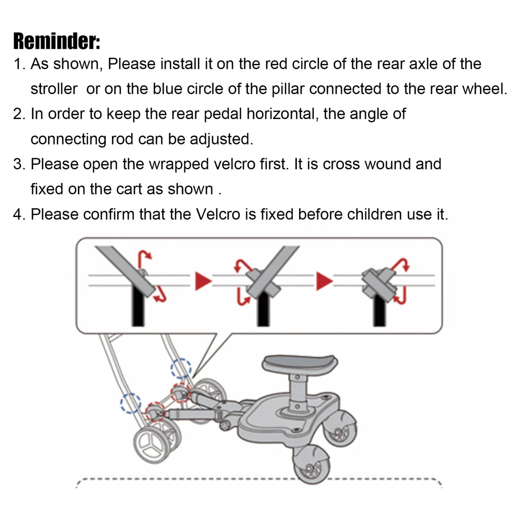 Seat Ride PP In Board Anti-Slip Pedal Pushchair Board 1 2 Pedal Board with Stroller Auxiliary Universal Connector Wheeled Stroller 25kg Adapter Seat Buggy Buggy Eco-friendly Board