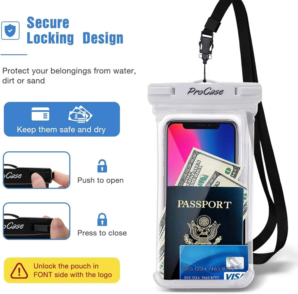 for iPhone Galaxy XR 13 Max 6S iPhone 2 X Pro Case Pro Max, Max, Waterproof inch Dry Pouch, S22+ Phone 7 14 Xs Plus, to 7.0 8 Up Pack Bag S21 12 FE, 11 -White/ Plus S22 ProCase