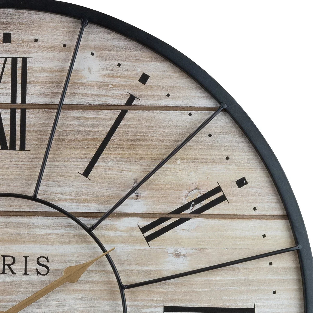 Analog Rustic Decorative Numeral Wall Room, Farmhouse Roman Clock, Oversized Wood Large Paris Decor Parisian for Round Metal Modern Living 24” Country Hands, Centurion Ideal Clock, French Sorbus