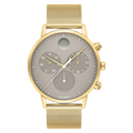 Mesh Band Face Steel 3640052 Gold Yellow Case, 43MM Movado Dial Grey Watch Ion-Plated