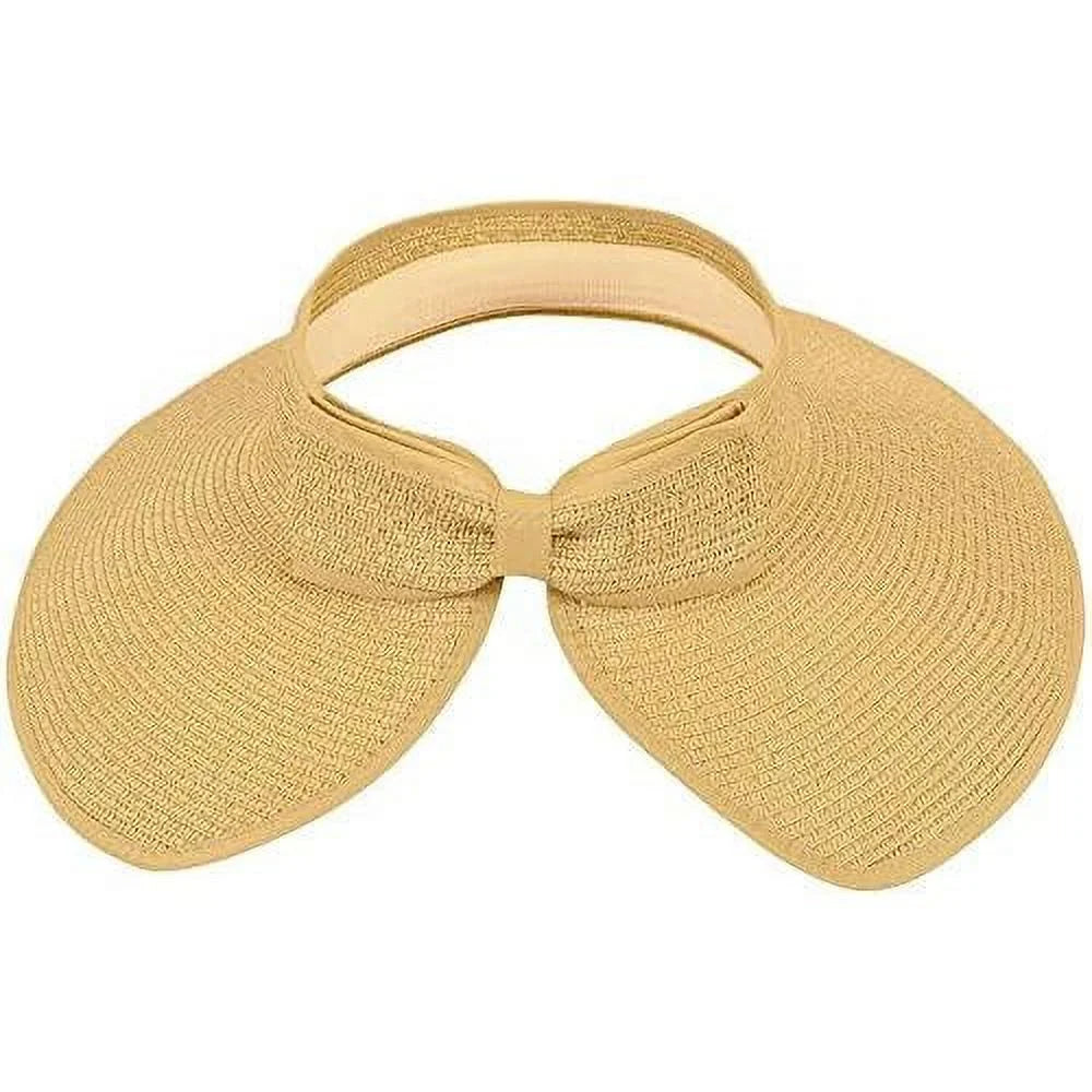Visor Brim Roll Hat Straw Ribbed_Beige Up Sun Wide