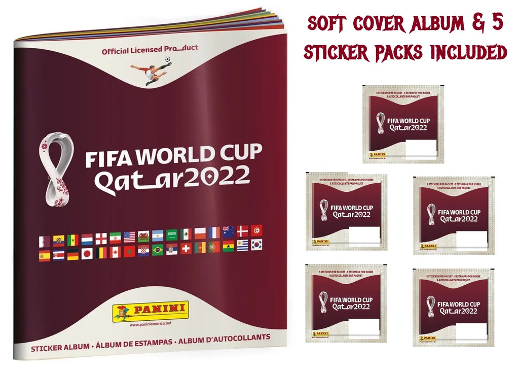 5 Cover) World Sticker Panini Included Cup With Album Fifa 2022 (Soft Qatar Pack