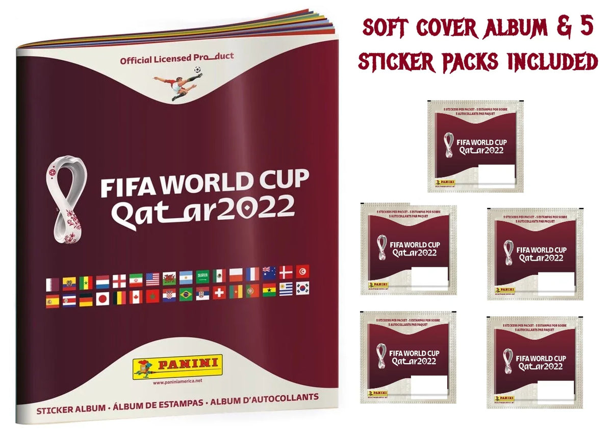 5 Cover) World Sticker Panini Included Cup With Album Fifa 2022 (Soft Qatar Pack