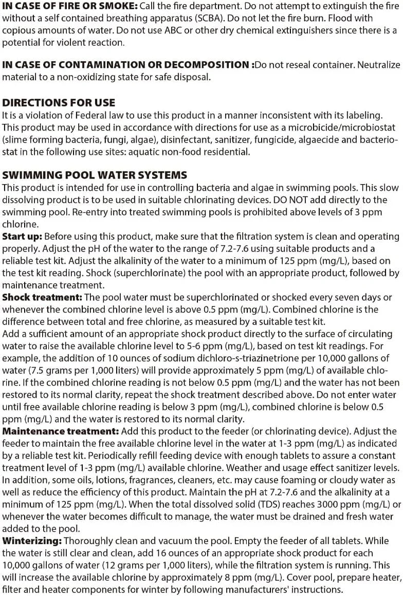 Chlorine Pool Sanitizer 3" 50lbs Tablets Pool