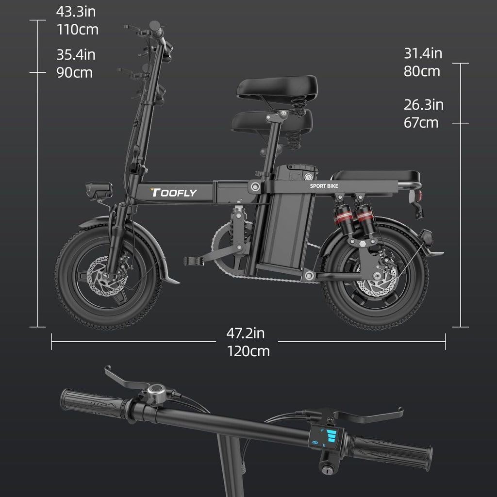 2024 Ebike Bike 14" 48V for Bicycle Electric Adult Folding 15Ah-City Toofly 400W