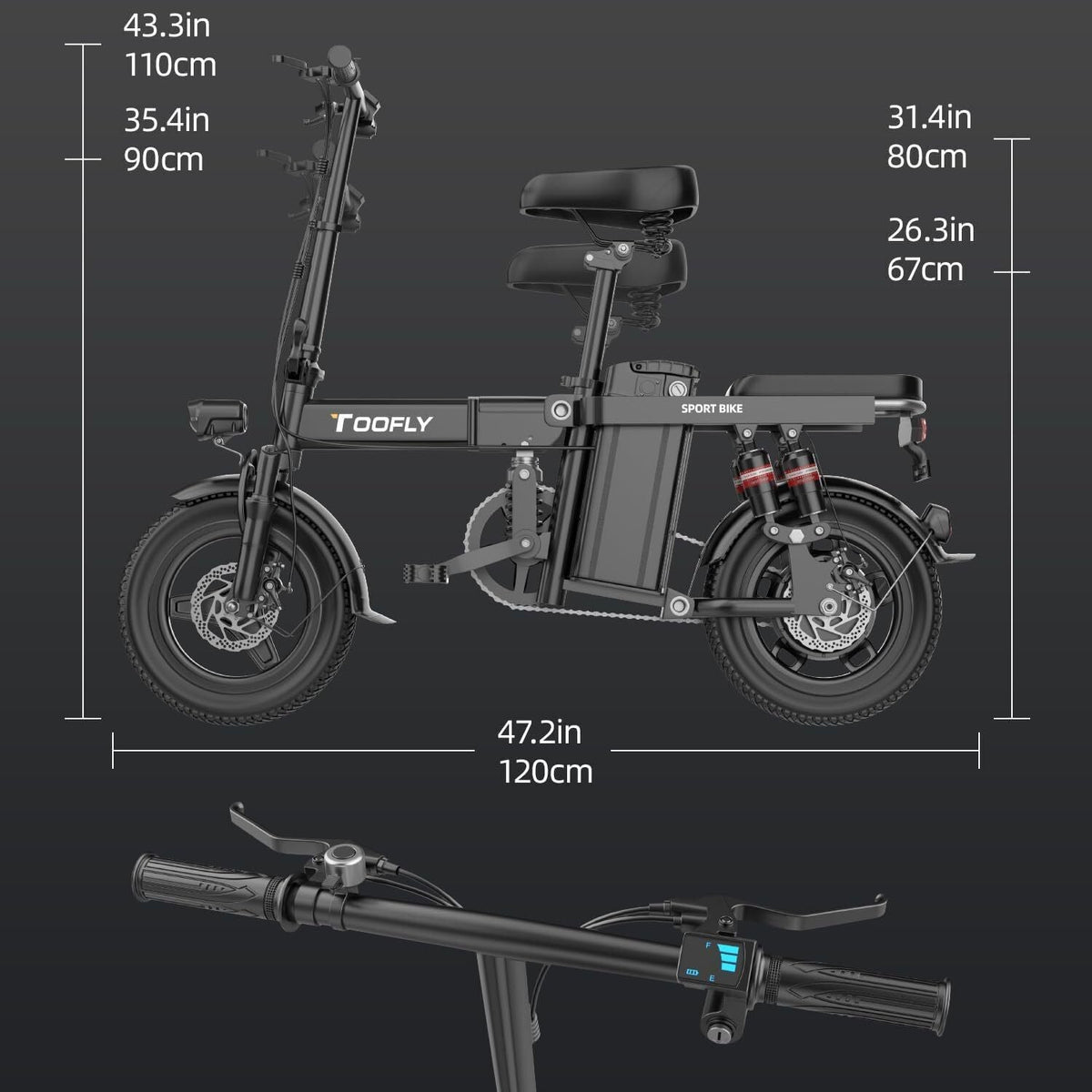 2024 Ebike Bike 14" 48V for Bicycle Electric Adult Folding 15Ah-City Toofly 400W