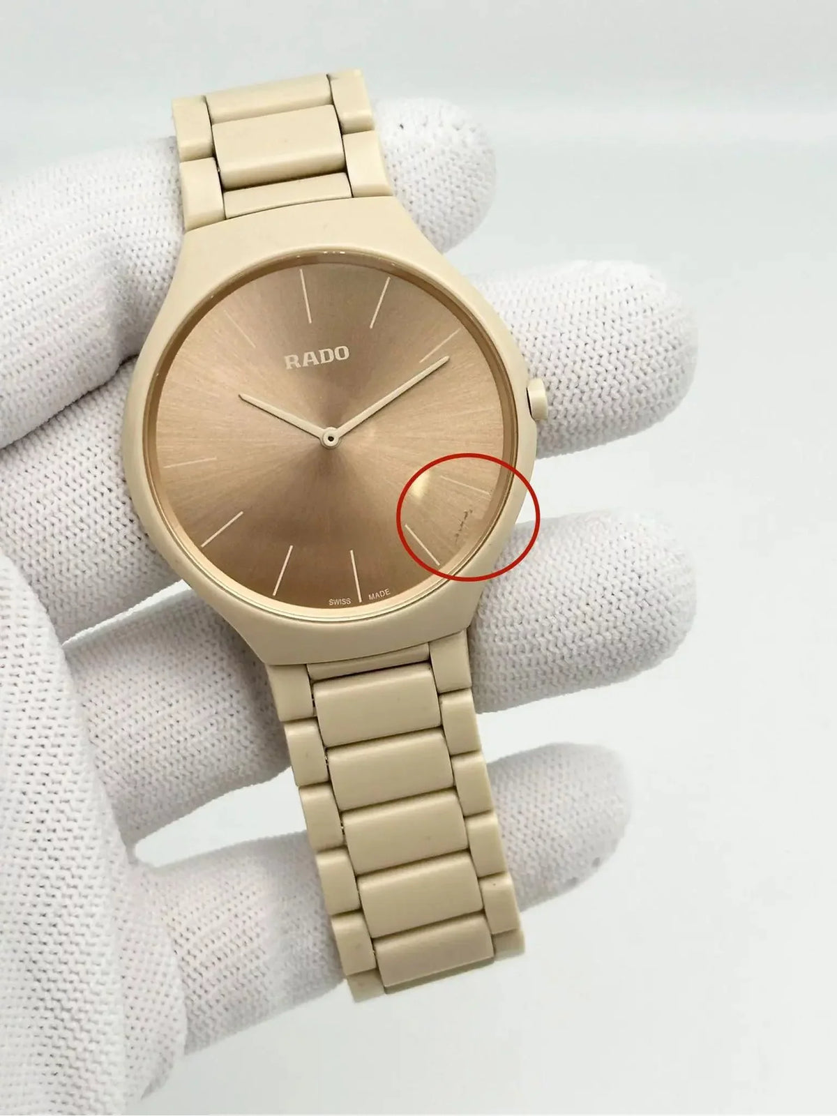 Les Quartz True Watch 39mm Dial Rado Ceramic Thinline R27090602 Cream Couleurs