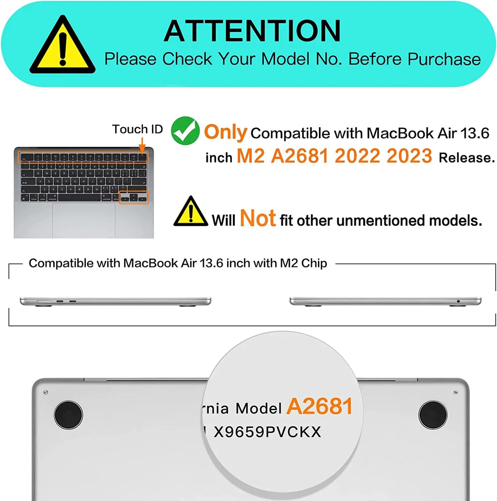 Compatible 2022 Case Release with A2681 Chip ID, Touch MacBook 2023 M2 Shell inch 13.6 Air Hard
