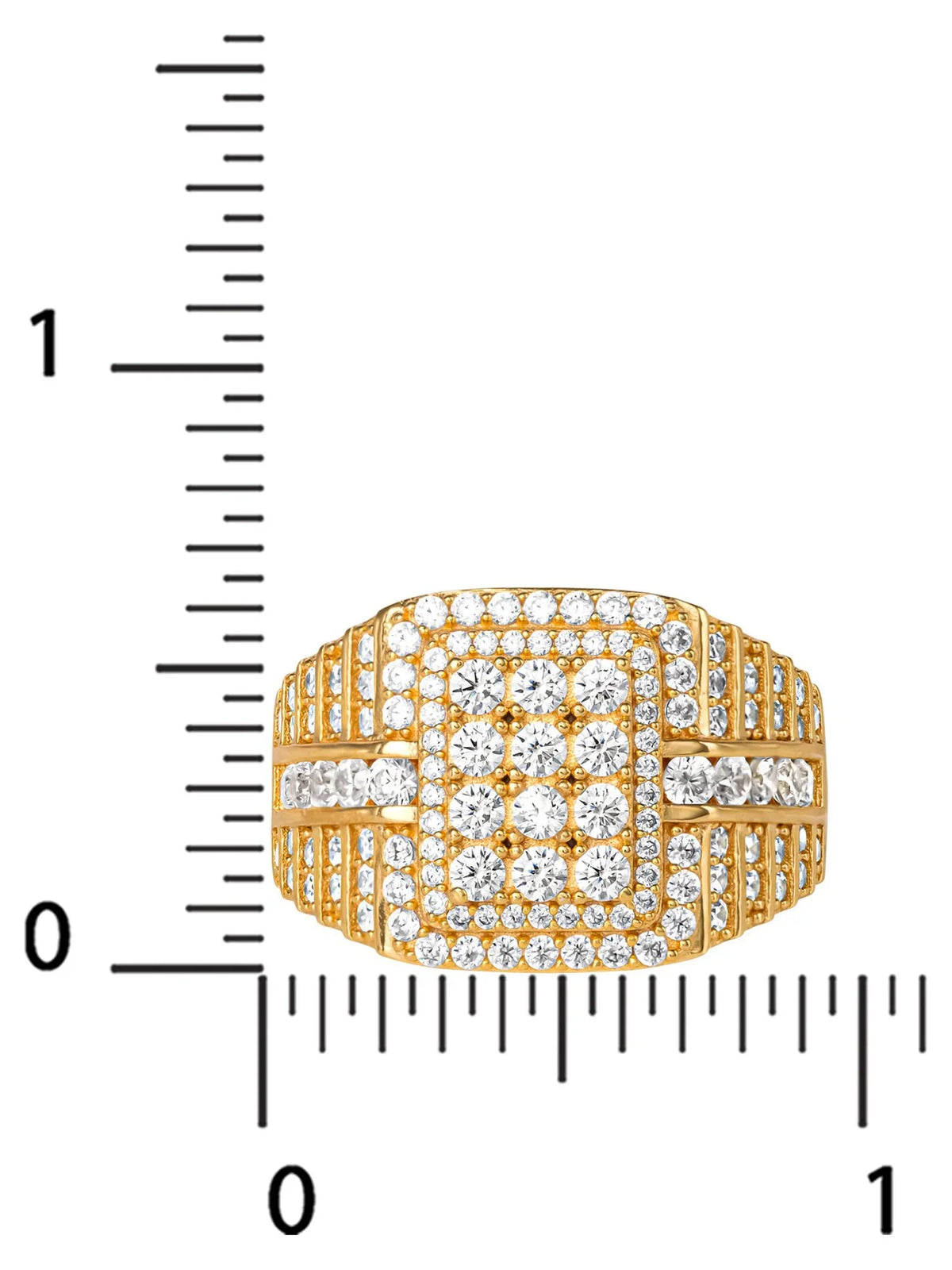 Size Shaquille Gold 10 Plated Yellow O'Neal Sterling Ring, Diamond Men's Simulated Silver