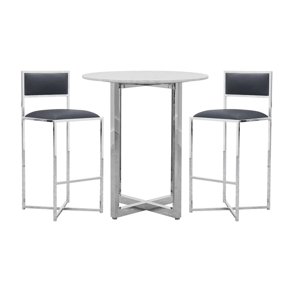 Marble Top Round Modus Amalfi Table in 32" w Bar Taupe