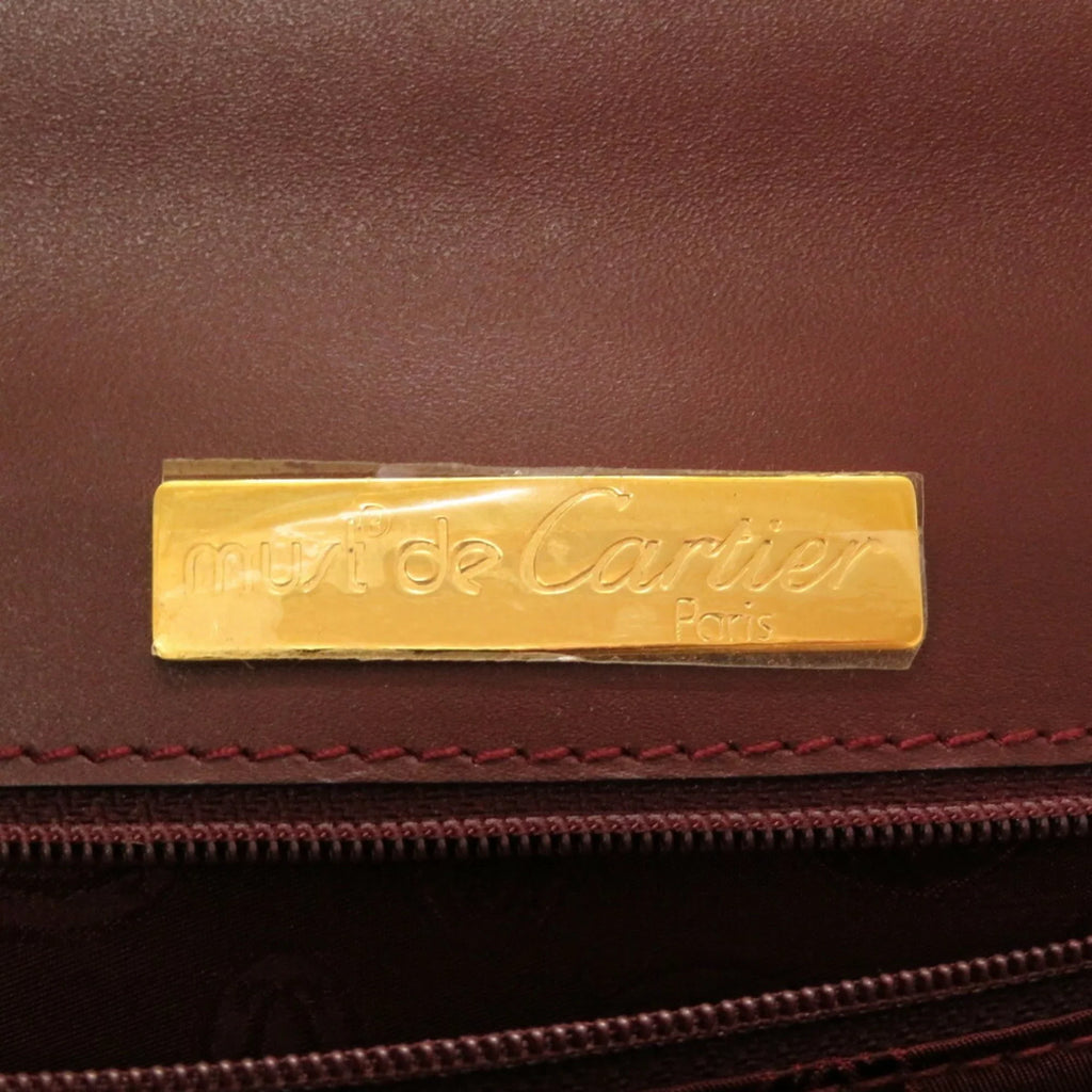 red line Cartier (Good) handbag must Pre-Owned bordeaux leather