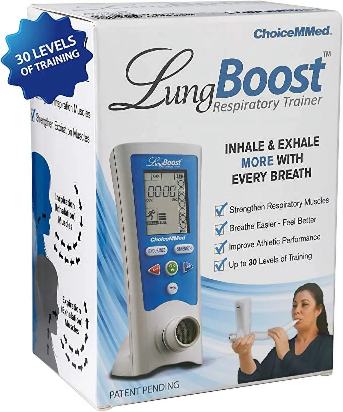 CHOICEMMED Lung - Boost Breathing Lung Mask, Capacity Trainer Diving - Improving Smart for Exerciser Electronic Strengthener Lung Instrument and Lung Bag for Altitude Breathe Replacement -