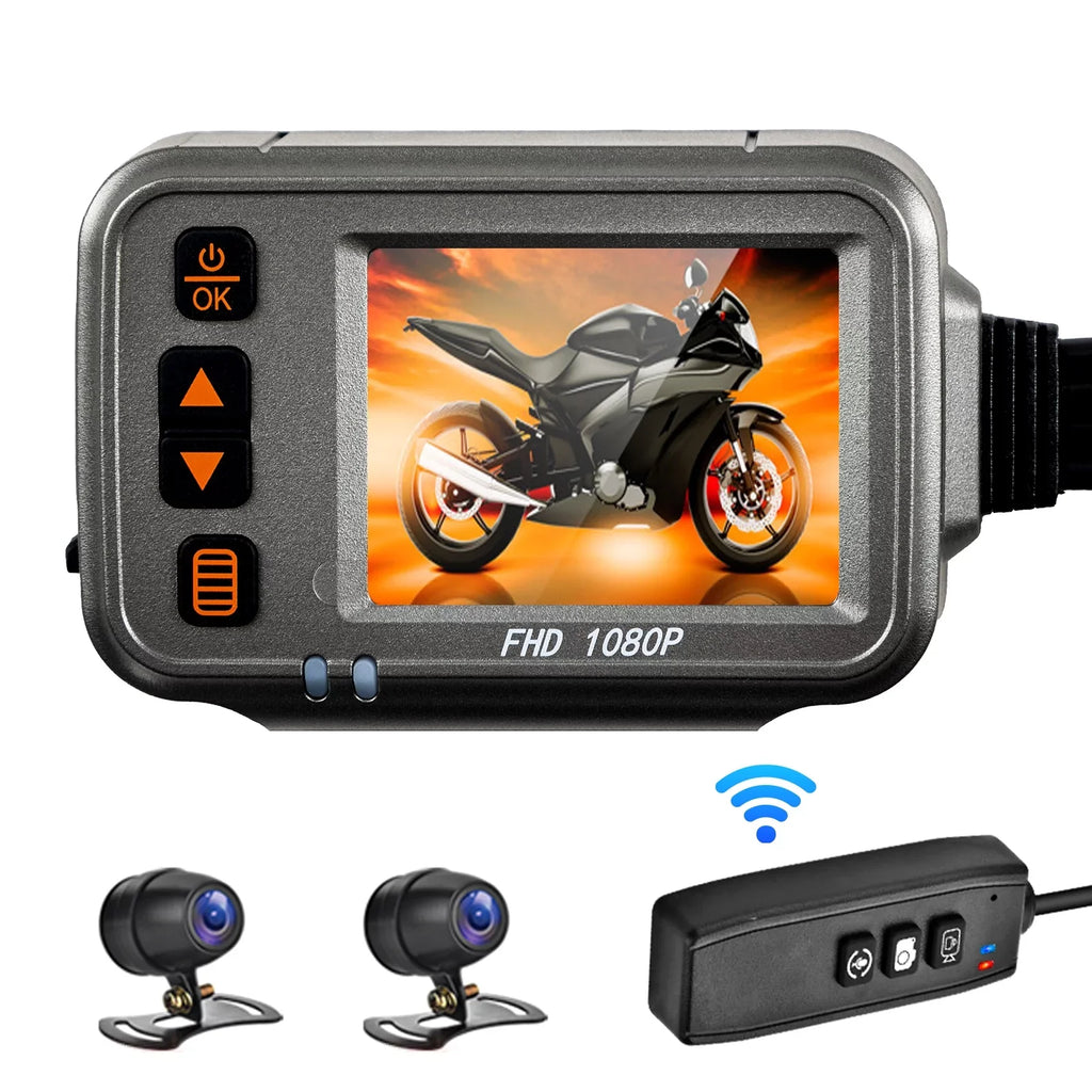 Camera Dash Dual ,120° Motorcycle Wide Monitoring, Timed storage Motorbike Full Night Recording Walmeck Waterproof Angle,Parking With Cam,WiFi 32G Vision After Body Flameout card 1080p