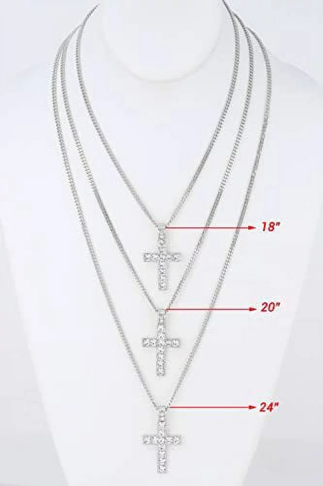 Quartz Lit w/Diamond ST10327RN Out Charles ZZ Out Raymond Wristwatch SLV Matching Cross Blinged Cuban Bracelet Classic Necklace Choose Set SLV Luxury Mens - Iced Set Tennis The - 3pc & (18") Be