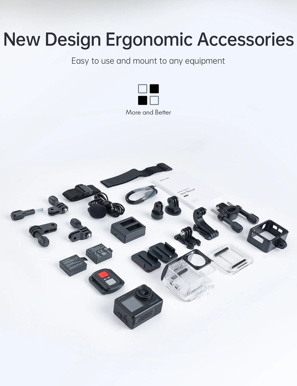 with WOLFANG Camera Action Underwater 40M 24MP 4K Remote Waterproof Case WiFi IP68 Control Vlogging Camera