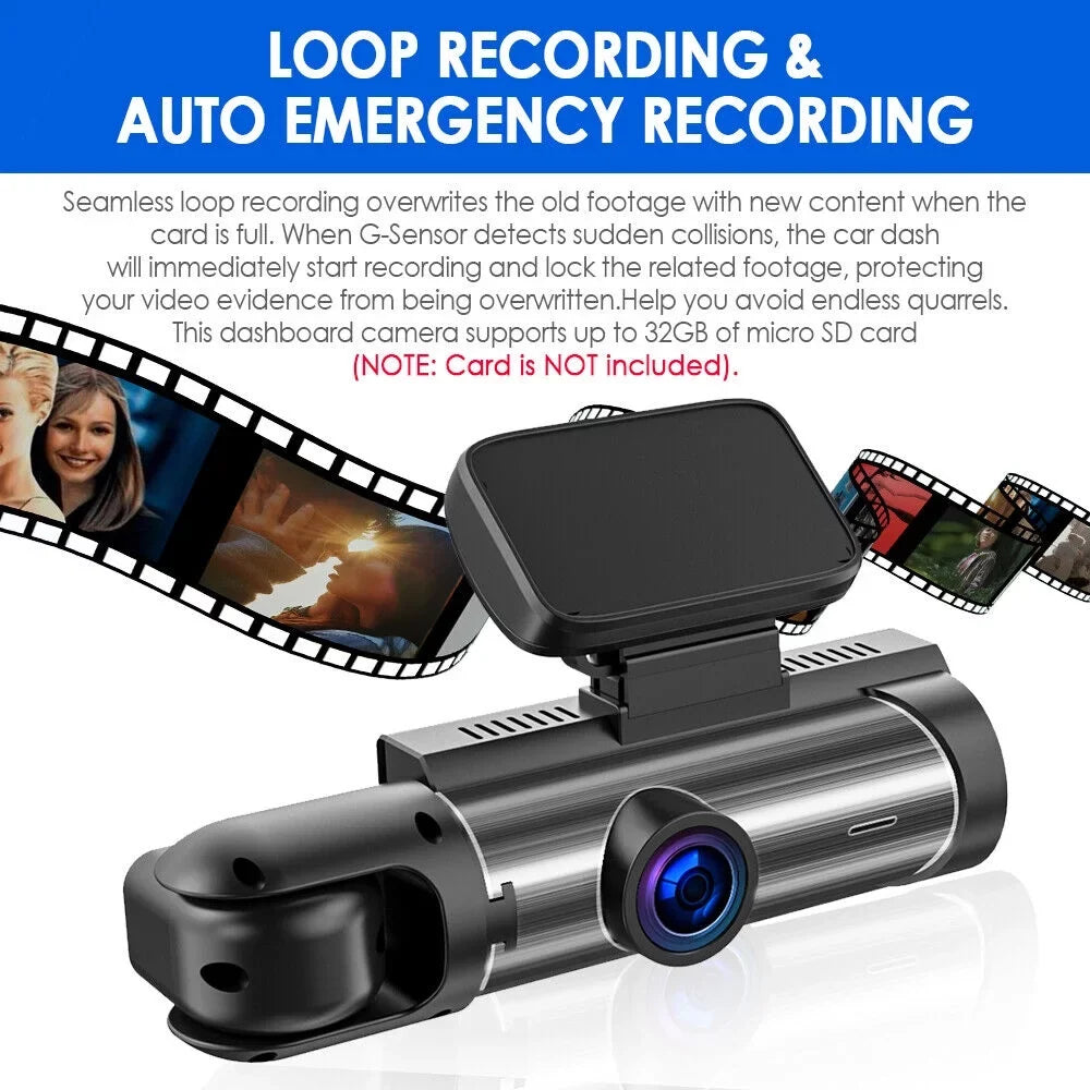 Parking Vtin Lens G-sensor Recorder 1080P Dash Car Video Monitor Cam HD Dual Camera