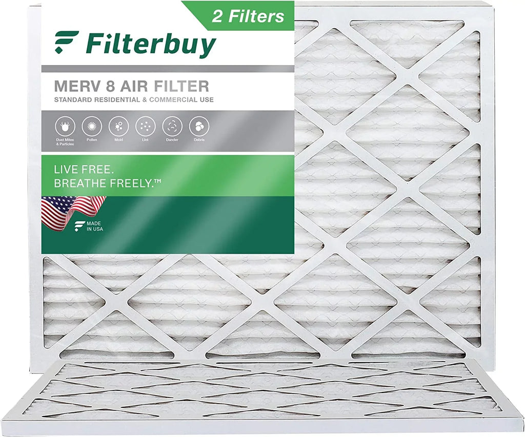AC Filters 21.5x23.25x1 Filterbuy MERV Pleated 8 Air Furnace (2-Pack) HVAC