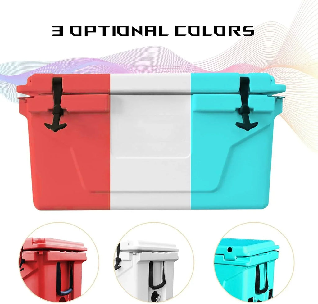 Box Cooler Chest 65QT, Portable Ice Insulated Capacity Extra Large
