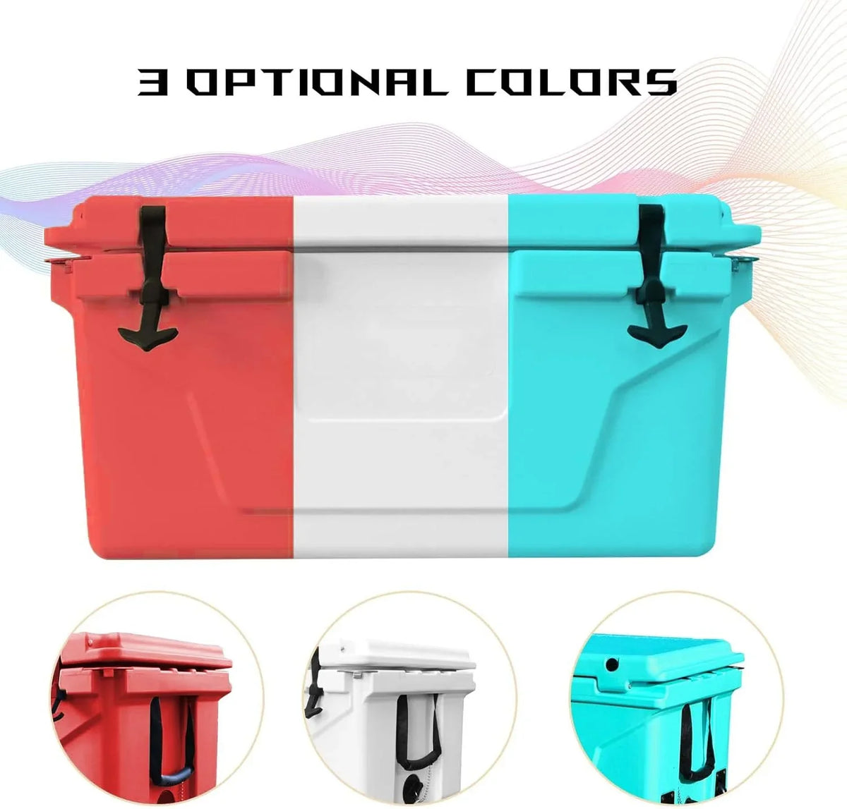 Box Cooler Chest 65QT, Portable Ice Insulated Capacity Extra Large