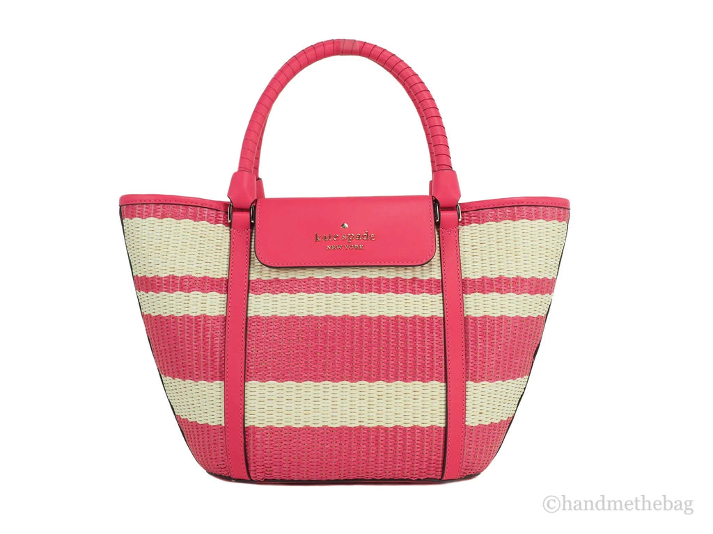 Tote Bikini Handbag Striped Cruise Medium Straw Spade Kate Pink Bag Convertible