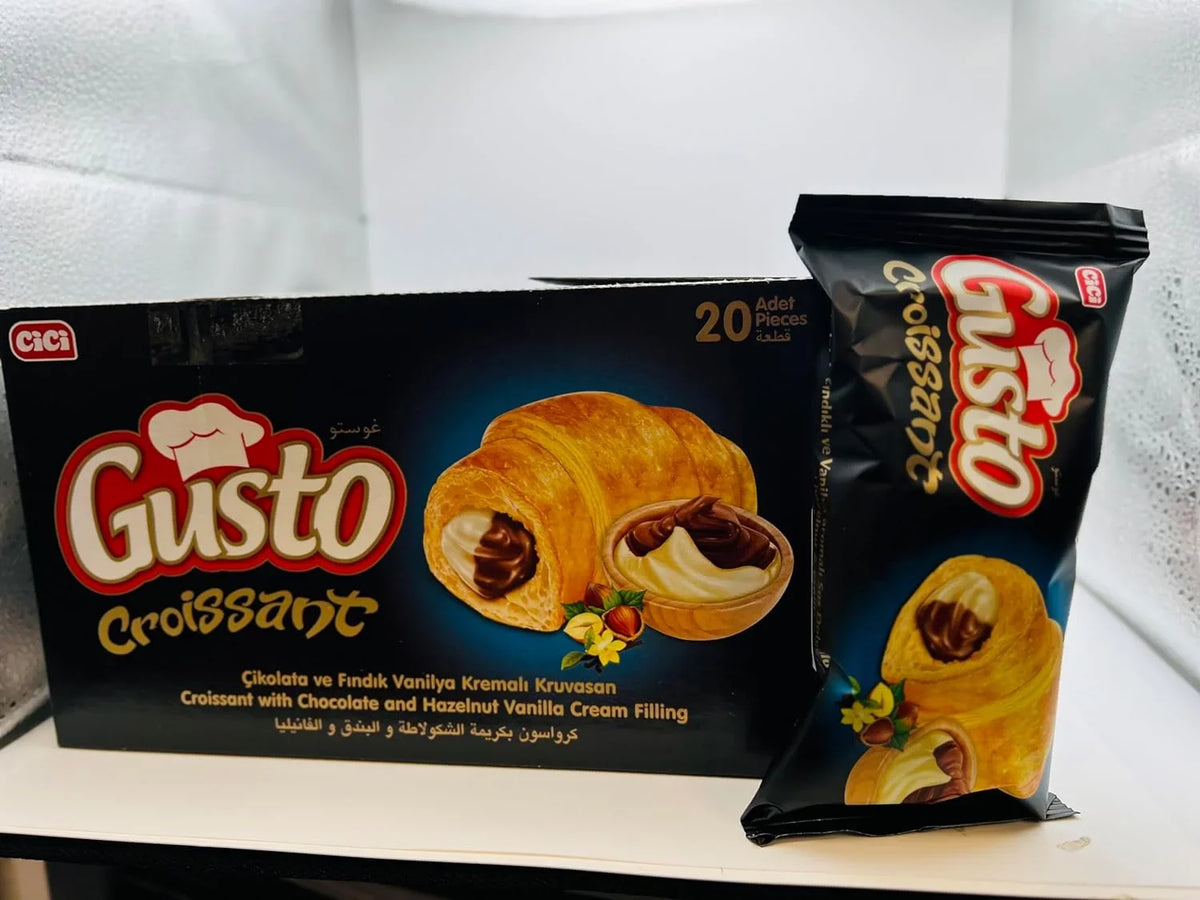 And Croissant Hazelnut Of Vanilla (Pack Breakfast Cream Croissant Individually Pastry, With 20) Soft Gusto Wrapped Chocolate Snack The Go Filling, On