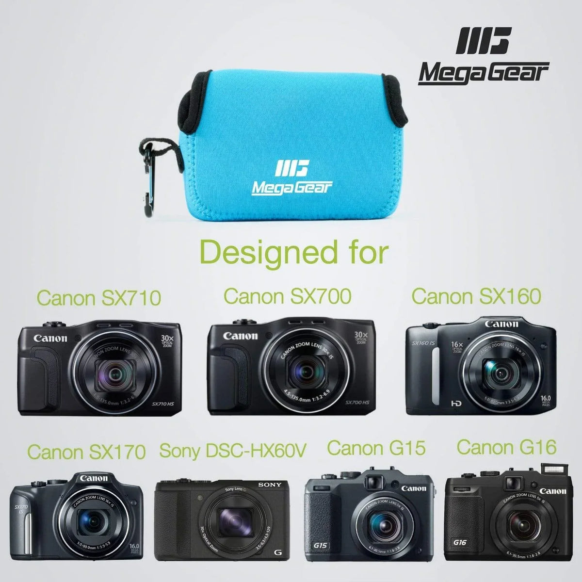 Camera HS, Case PowerShot HS, IS G15, SX170 Canon SX700 Neoprene Canon SX160 Sony DSC-HX50V, DSC-HX60V, HS, SX710 MegaGear G16, IS, SX720