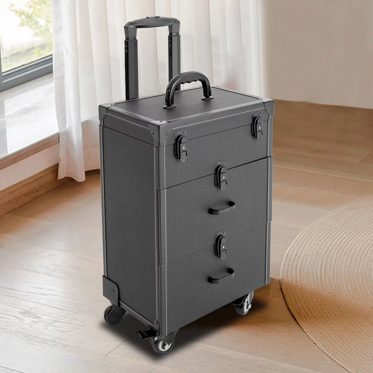 Polish Nail Makeup Trolley Miumaeov Rolling Cosmetic Train Organizer Storage Luggage Case Box Professional
