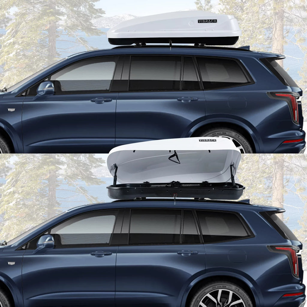 Hard L Rooftop x Box Carrier for with Cargo Waterproof 30.3" Cargo 56.3" Double 13.8" Locks, SUV H, W 13 Large ft³ Rooftop Box Shell Rooftop Cargo x White