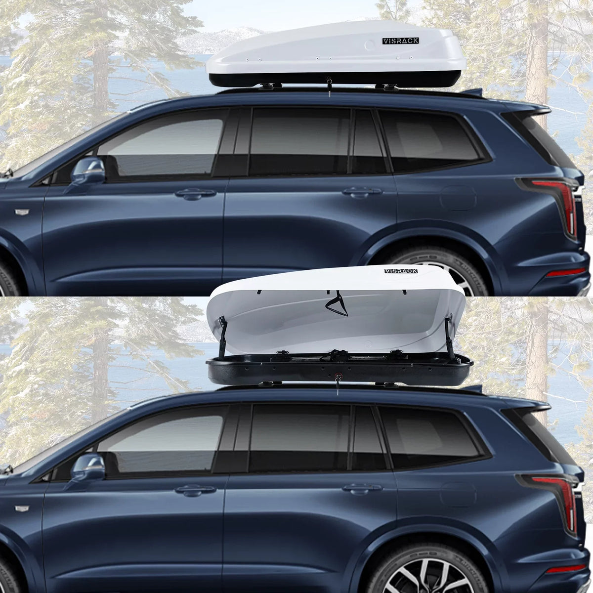 Hard L Rooftop x Box Carrier for with Cargo Waterproof 30.3" Cargo 56.3" Double 13.8" Locks, SUV H, W 13 Large ft³ Rooftop Box Shell Rooftop Cargo x White