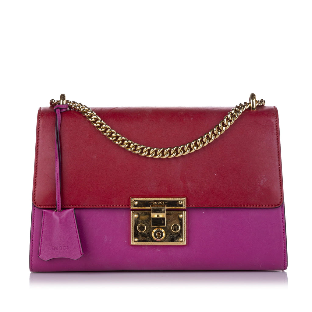 Bag Leather Red Calf (Good) Small Pre-Owned Padlock Women Crossbody Gucci