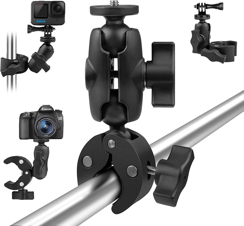 AKASO Clamp Head Taisioner Ball Gopro Accessories GoPro Double Arm Super Socket 1/4"-20 Camera DJI Adapter for Mount