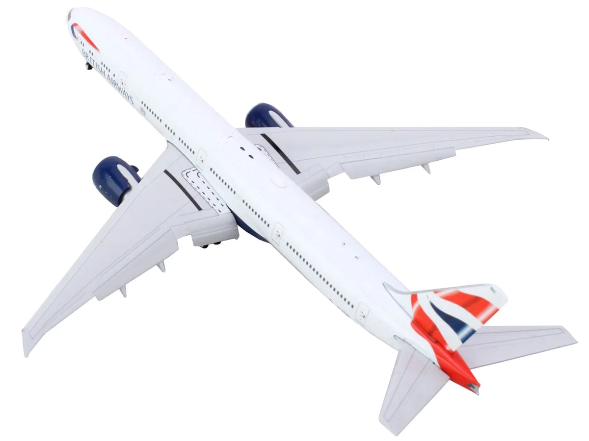 1/400 Flaps with 777-300ER Boeing Down Commercial Diecast Airplane by Tail Model White Aircraft Striped GeminiJets with