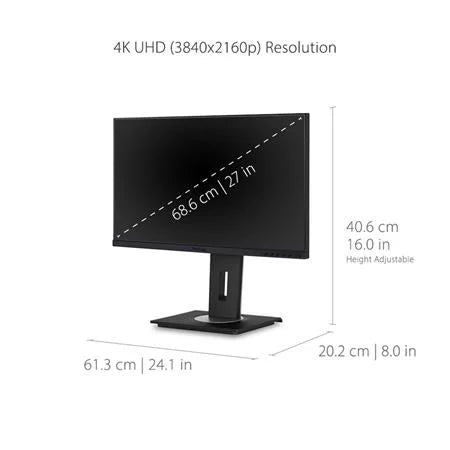 Ergonomics Office HDMI, USB Docking Degree C Integrated Monitor and 3.2, and for Inch 4K RJ45, VG2756-4K Port 27 ViewSonic 40 with Home Display Tilt IPS