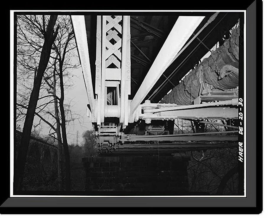 Augustine Bridge, 30, Print, Framed Augustine Wilmington, Brandywine County, 17-7/8" x 21-7/8" DE Cutoff, Historic Castle River, New -