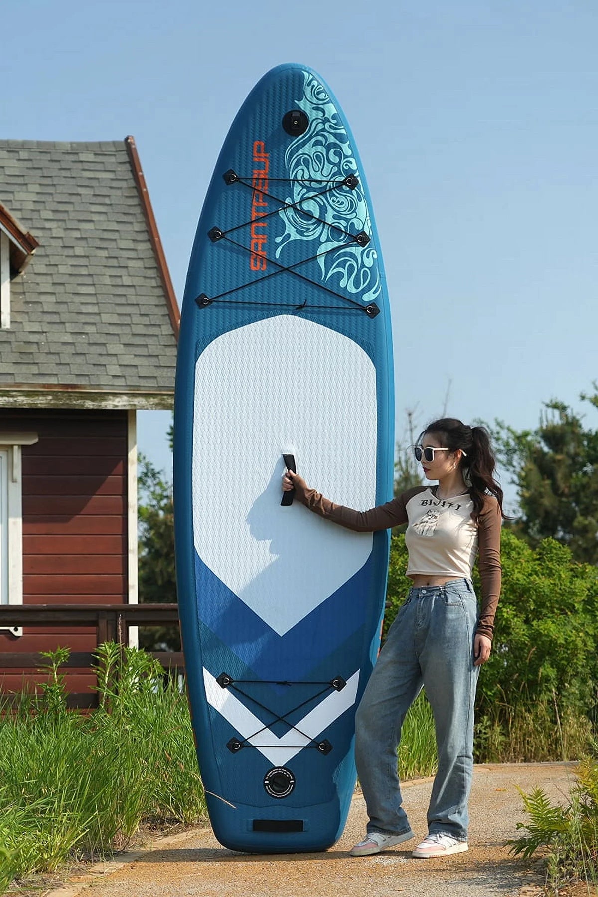 Inflatable Leash, Stand & & Premium Paddling, Paddle, for Board With Non-Slip Youth Deck Adult Bottom Backpack, Paddle Surf Wide SUP Accessories Fin Control, Up for 9.9'x33"x5" Stance,
