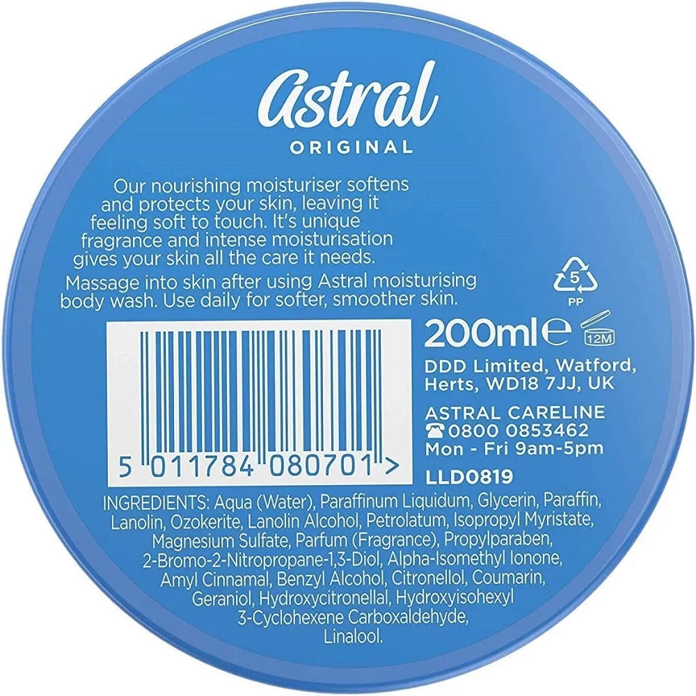 Intensive Body Original of 2) Astral 200ml Cream & Moisturiser (Pack Face