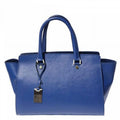 Soffiano Shoulder Electric Bag can Luxury ItalianArtisanNicoletta Handbag a worn of made Womens be as Blue Leather,