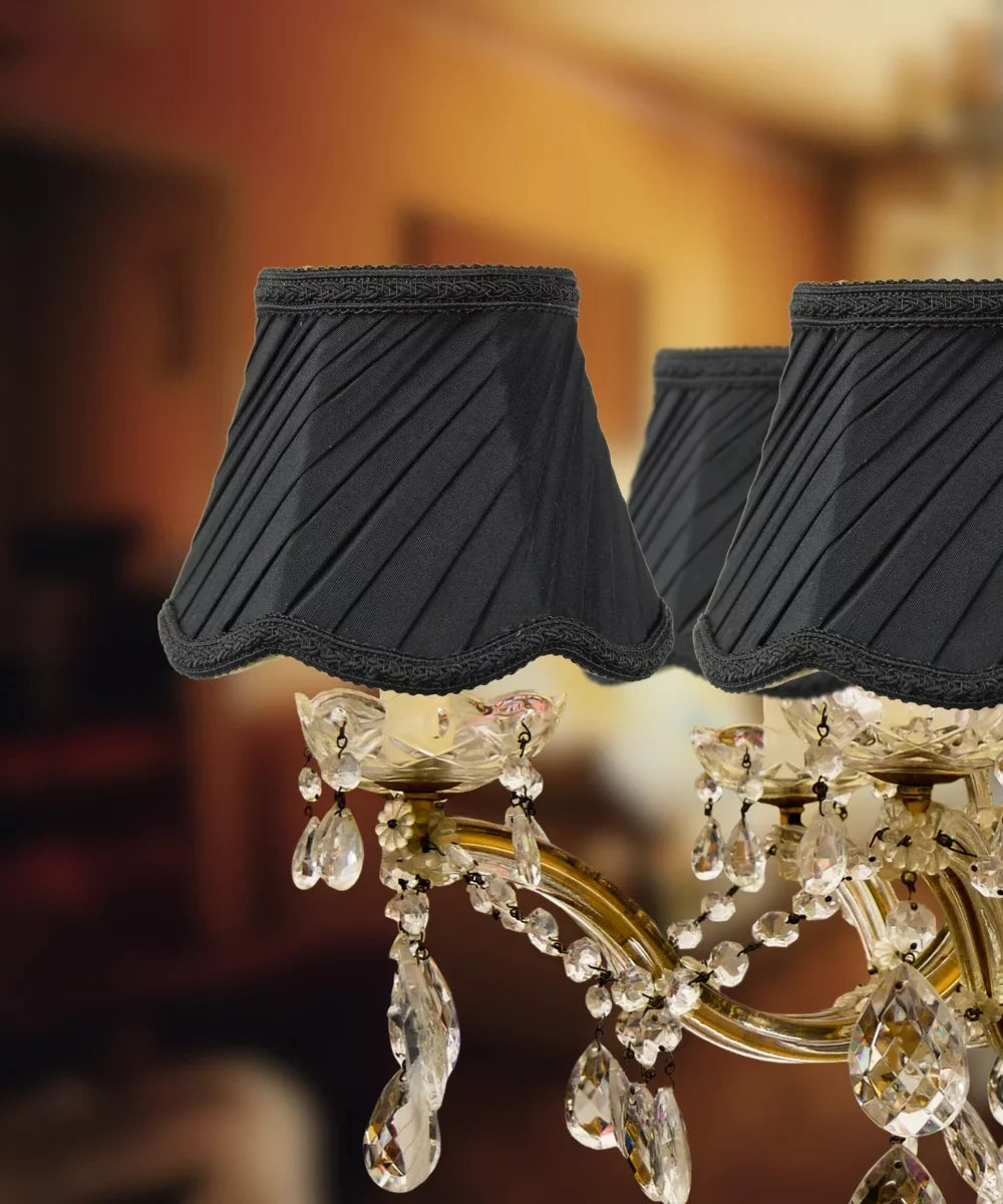 Clip Parchment Chandelier Shade Lamp of Candle Gold-Lined 3x6x5 Set 6