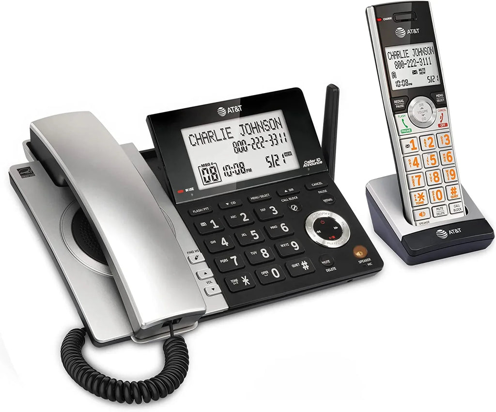 DECT 6.0 Corded/Cordless /Silver CL84107 Blocker, Handset Phone with 1 AT&T Expandable with Call Smart