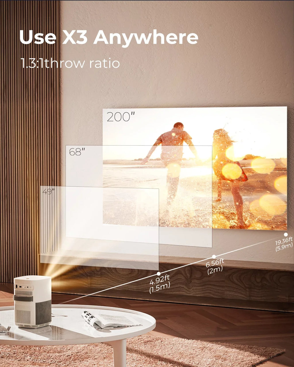 FHD Stick, Projector Audio, Performance Projector, 250" WiFi X3 Compatible TV Android iOS with Dolby VANKYO 1080P Bluetooth Portable with Vertical Native Projector, & Mini 4K Display, Supported