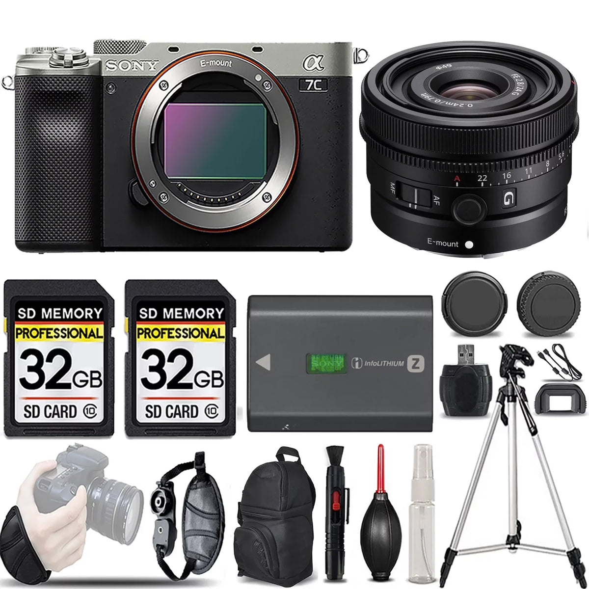 G f/2.8 a7C Camera (Silver) Lens Sony KIT +24mm -LOADED