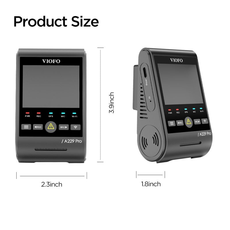 Sony 2 VIOFO Front Dashcam with GPS, 1CH PRO STARVIS A229 and WiFi, 4K