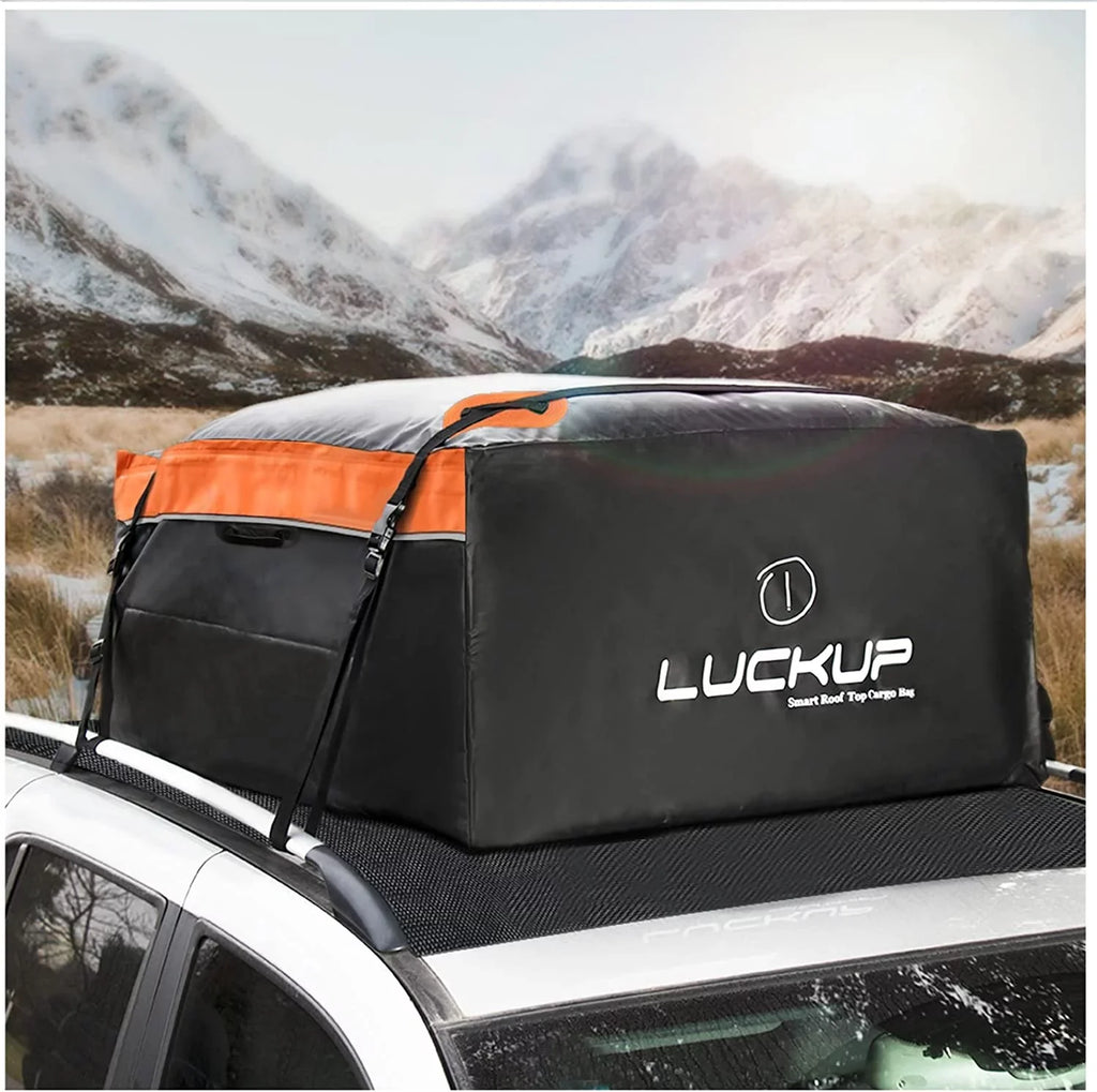 Car Models Bag,18.5 Buckles, & and All Anti-Slip with &Durable Mat, Compatible ( LUCKUP Cargo Straps Rack Rooftop Wide for Waterproof Cubic Heavy Ft Roof Orange) Carrier Car Duty Box,