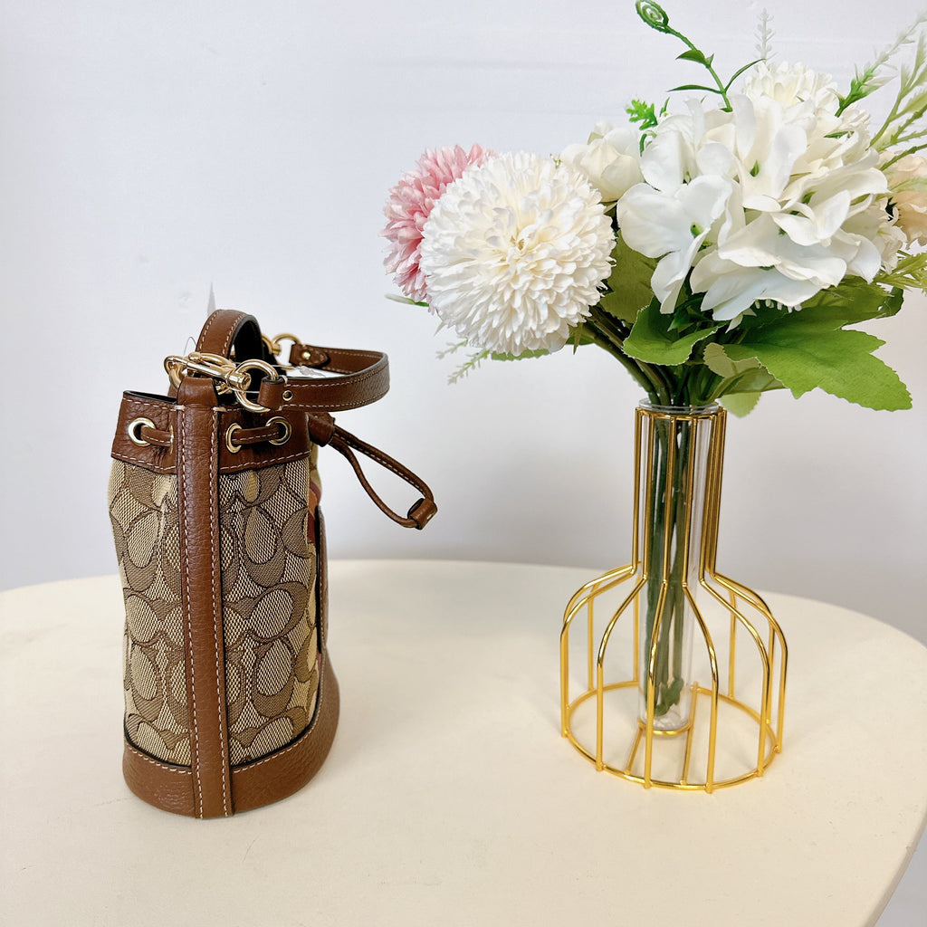 Mini COACH IN Bag SADDLE Dempsey Bucket KHAKI MULTI C8322