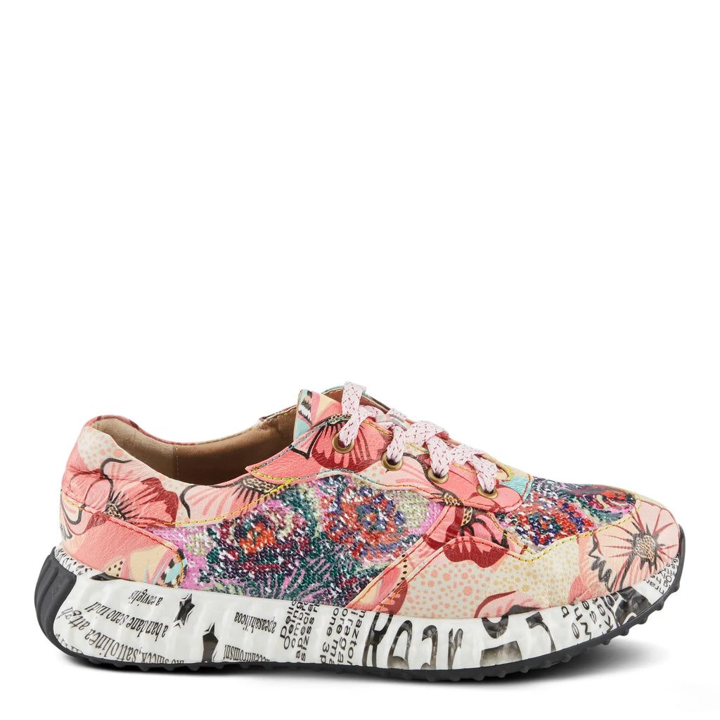 Pink Touch L'Artiste Spring Step - Sequin US 5 Stylish EU Leather with / Comfort Women's Fashion Cabaret Sneakers 35 a Sparkling Multi