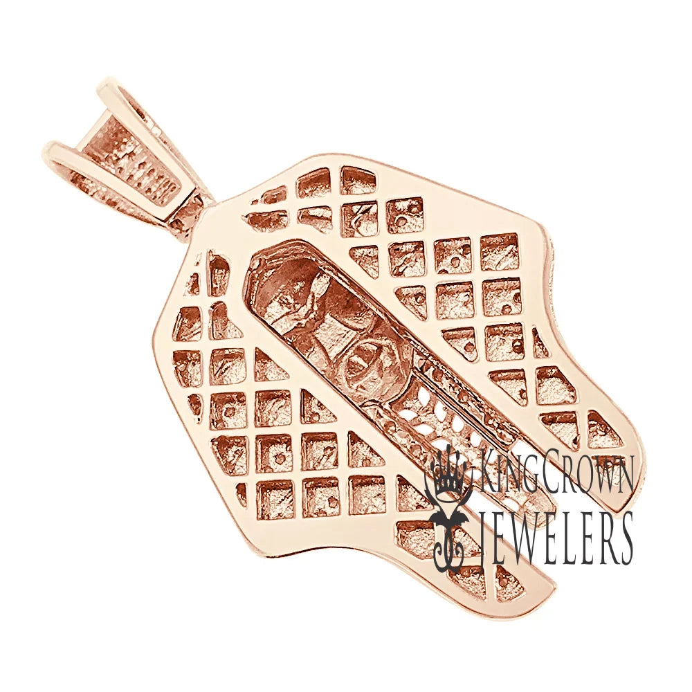 Gold Tut Pharaoh Rose 2'' 10K Pendent King Finish Egyptian Real Charm Diamonds