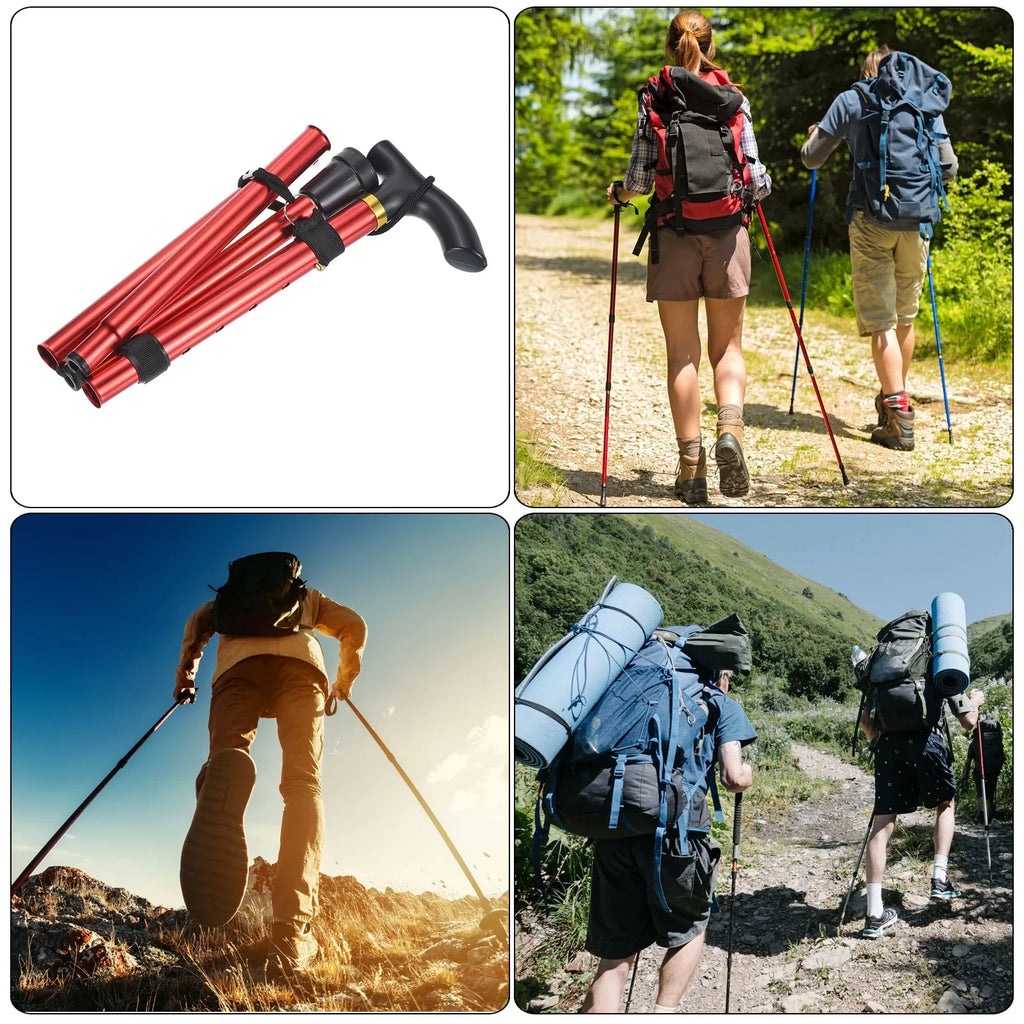 Red, Telescopic Collapsible Poles Trekking Pole 2Pack Aluminum Hiking Alloy Uxcell