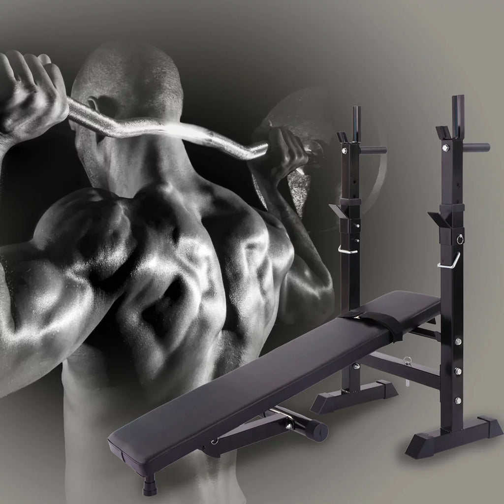 , Red Andoer Squat and Workout Rack Included Adjustable Station, Multifunctional Folding