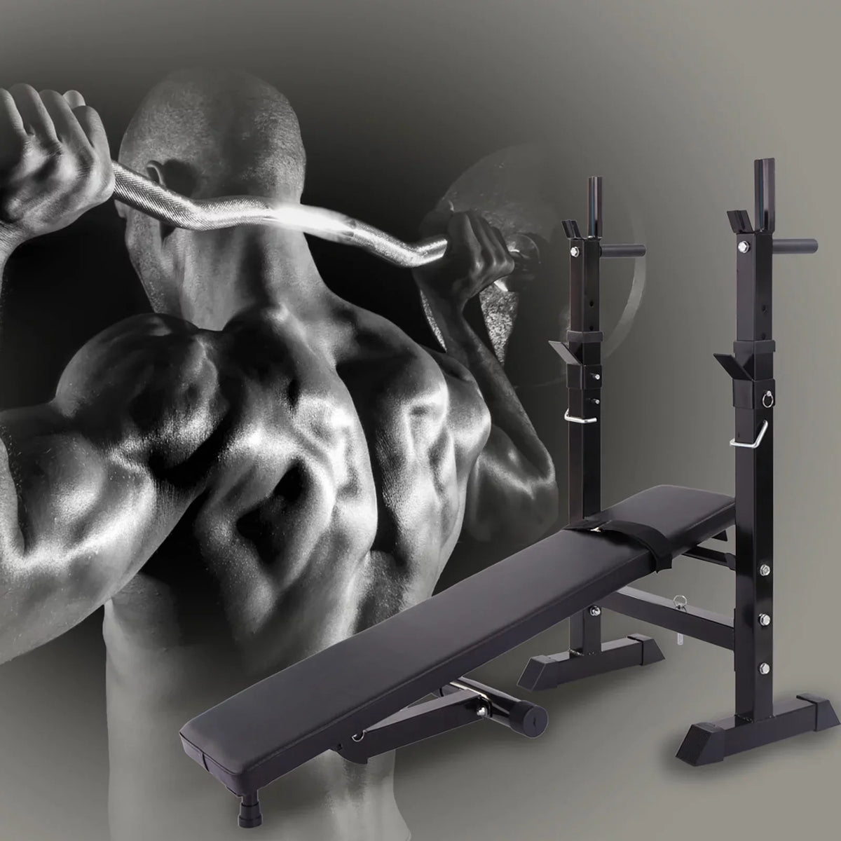 , Red Andoer Squat and Workout Rack Included Adjustable Station, Multifunctional Folding